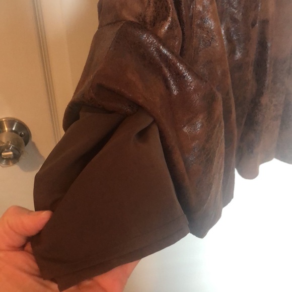 Vince Camuto Distressed Faux Leather Lightweight Skater Dress - Brown Sz 10 - Picture 8 of 14